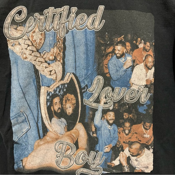 Hanes Drake Certified Lover Boy Graphic Tee Black Size Large Cotton Unisex - Picture 7 of 7